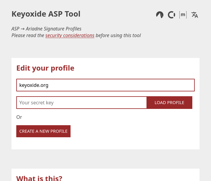 Create a new profile with the ASP tool