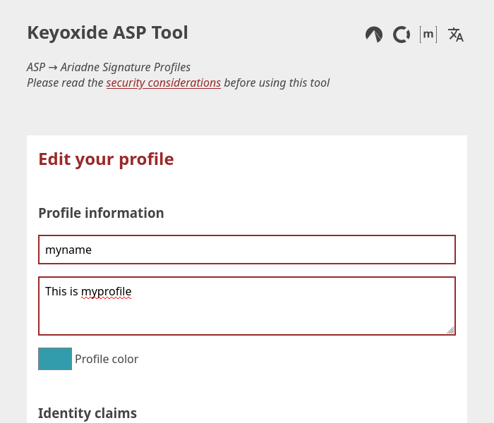 Editing a profile with the ASP tool
